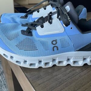 On Running Sky Blue and Black Sneakers